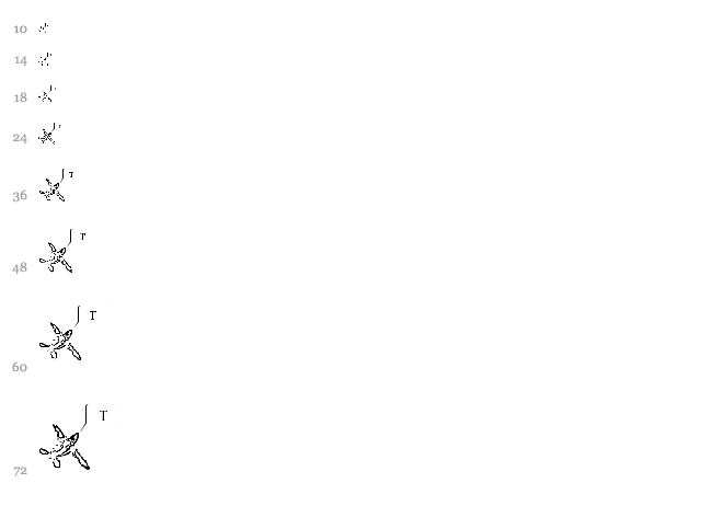 Red List font waterfall